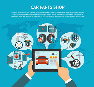 汽車服務信息概念矢量圖解析與應用